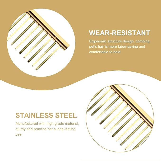Kichvoe 3pcs Multi-function Pet Comb Set with Wear-resistant Stainless Steel Teeth, Lightweight Aluminum Dematting Combs for Dogs and Cats, Portable Grooming Tools for Puppy and Cat Hair