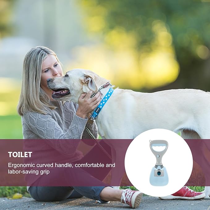 Dog Pooper Scooper and Waste Picker with Long Handle, Blue Plastic Pet Stool Pickup Tool for Home Use, Dog Feces Cleaning Supplies for Easy Outdoor and Indoor Pet Waste Removal
