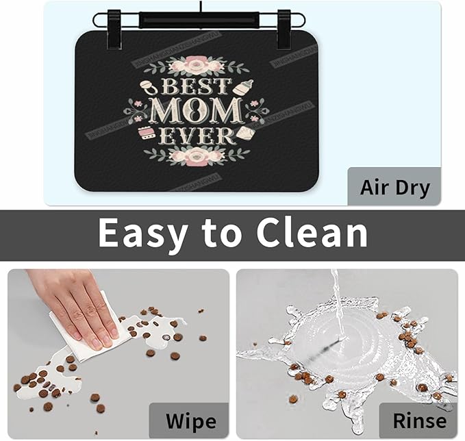 Pet Feeding Mat Happy Mother's Day Floral Gift Mom Bq Absorbent Pet Placemat for Food Water Bowl with Waterproof Rubber Backing 18X12In Quick Dry Water Dispenser Mat Dog Cat