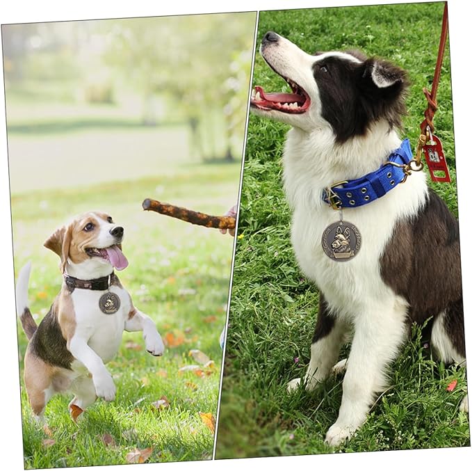4pcs Vintage Alloy Pet Id Tags Dog Collar Name Tags for German Shepherd, Retro Metal Hanging Charms Sturdy Pet Supplies for Dog Identification and Collar Accessories