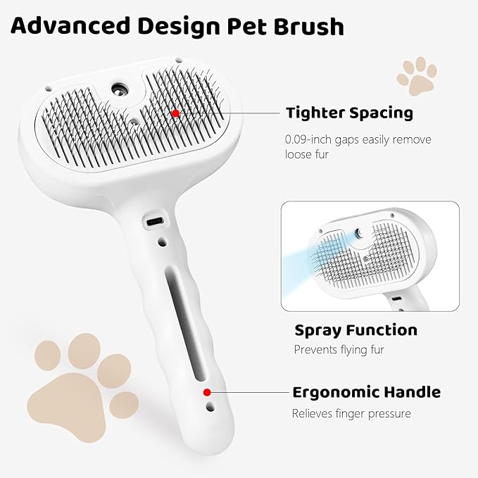 Slicker Brush for Dog Shedding Hair - Dogs & Cats White Brush for Shedding and Grooming, 4 in 1, Suitable for Long and Short-Haired, Removes Loose Fur Effectively