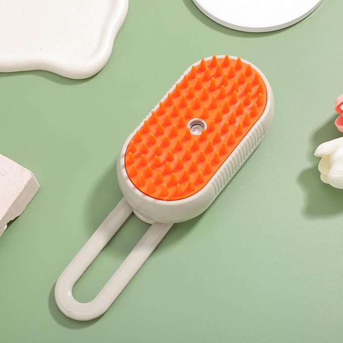 Rotating Handle Pet Brush with Spray for Long Haired Dogs and Indoor Cats Versatile Grooming Comb for Shedding Control Static Reduction and Massage
