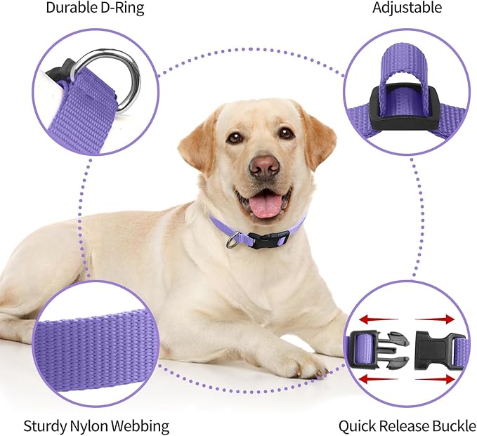 Shock Collar Replacement Strap, Stylish & Comfortable Nylon Dog Collar with Quick Release Buckle, Adjustable Dog Collar Compatible with PetSafe Bousnic Sportdog Garmin Ecollar (Purple & Yellow)
