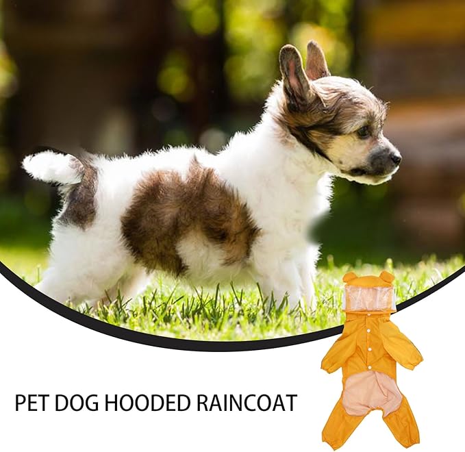 VOSAREA Waterproof Dog Rain Jacket Hooded Bee Pattern Lightweight Raincoat for Small to Medium Dogs XXL Yellow Rainwear for Rainy Weather Pet Supplies