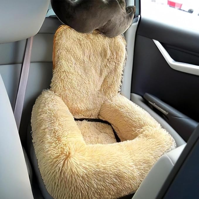 Car Seat Dog,Plush Cat Booster Car Seat | Travel Bed Non-Slip Pet Cushion for Small Medium Large Puppy Kitten Vehicle Adventures Camping Road Trip Truck Vet Visit