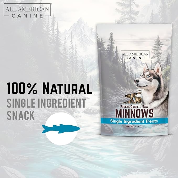 Freeze Dried Minnow Cat & Dog Treats 2 oz – Single Ingredient Whole Fish - USA Raised High Protein Omega‑3 Training Snacks for Cats Kittens Puppies Dogs