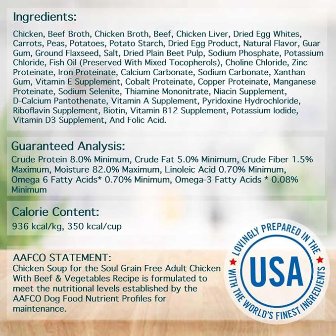 Chicken Soup for The Soul All Natural Premium Grain-Free All Life Stage Wet Dog Food, Real Meat First Ingredient, No by-Products, Chicken with Beef & Vegetables Cuts in Gravy, 13oz (Pack of 12)