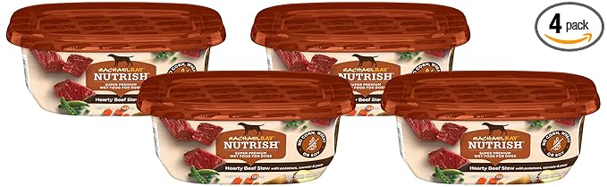 Rachael Ray Nutrish Premium Natural Wet Dog Food, Hearty Beef Stew Recipe, 8 Ounce Tub (Pack of 4)
