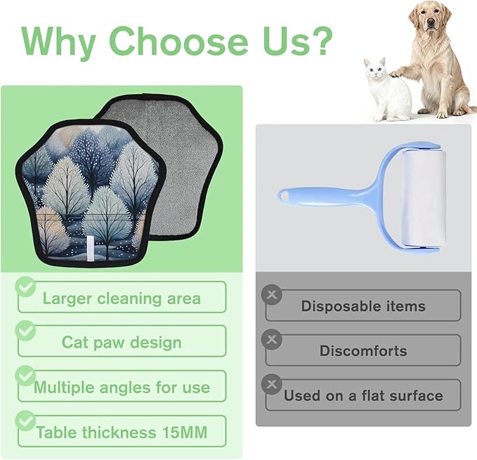 Trees Electrostatic Pet Hair Removal Glove for Cats & Dogs - Reusable Grooming Mitt for Couch, Carpet, Car Seat & Laundry - Large 9x9 Inch