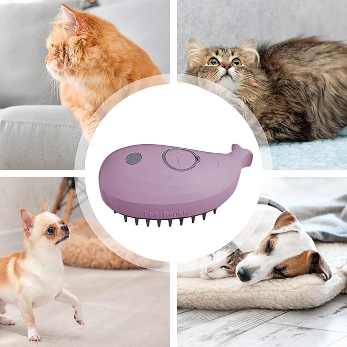 Cat Steam Brush, Cute Whale Shape Hair Brush Cat Dog Pet Brush Massager Steam, Cat Grooming Brush, Pet Comb Massage Brush, Rechargeable Cat Hair Brush, Flyaway Hair Prevention Cat Grooming Brush (B)