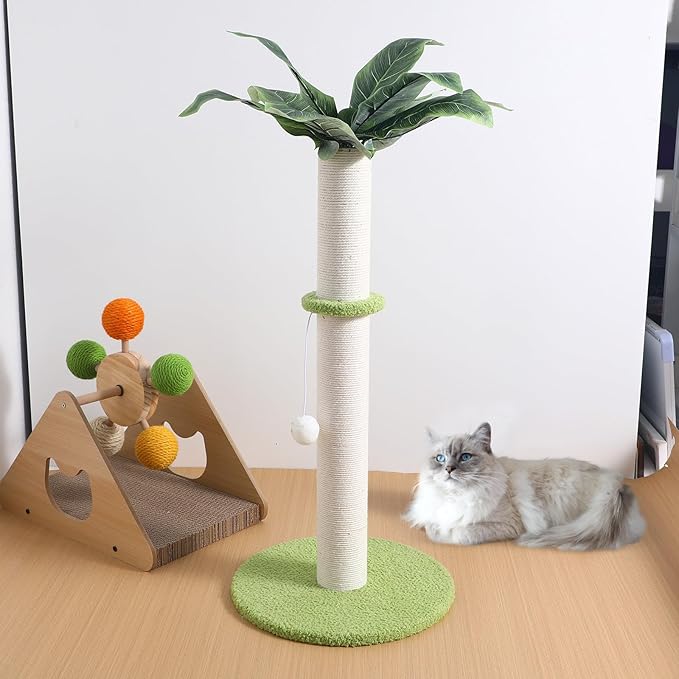 BESPORTBLE Cat Scratching Post Vertical Sisal Cat Claw Grinding Post with Hanging Ball Small Indoor Scratcher Tower for Kittens