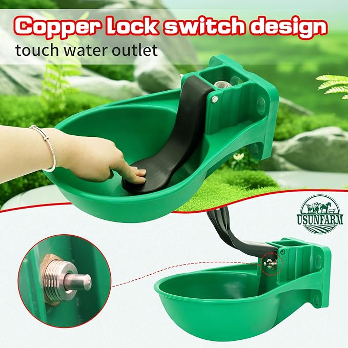 1pcs Automatic Livestock Waterer Bowl Water Trough Outdoor Cow Plastic Sink Horse Sheep Cattle Drinking Bowl Pet Feeding Bowls（Green） ﻿