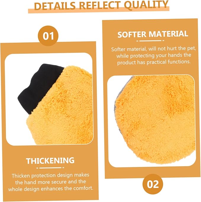 2pcs Pet Bite Resistant Gloves Thicken Protection Gloves for Hamster Bathing Grooming Training Soft Fleece Material for Comfort and