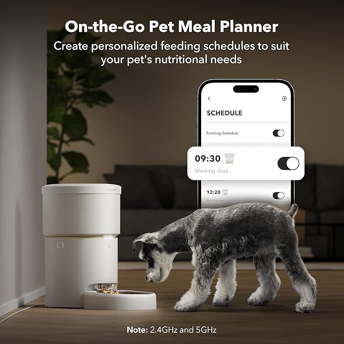 PETLIBRO 8L Automatic Dog Feeder, 5G Wi-Fi Automatic Dog/Cat Feeder, Vacuum-Sealed Automatic Dog/Cat Food Dispenser, Auto Pet Feeder with 18.7cm Large Food Tray for Large Medium Dogs Cats