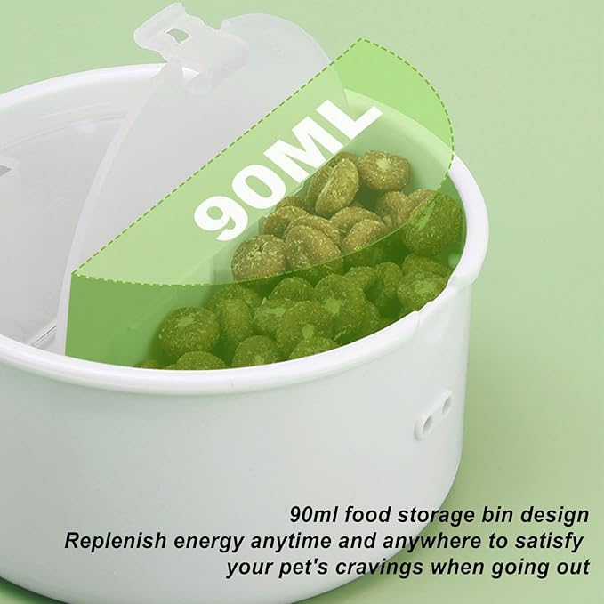 Portable Pet Travel Bowl - 12oz Foldable Silicone Dog Dish for Easy Feeding, Lightweight Space Saving Build with Attached Poop Bag Dispenser, Durable Pet Food Water Container for Walking Hiking