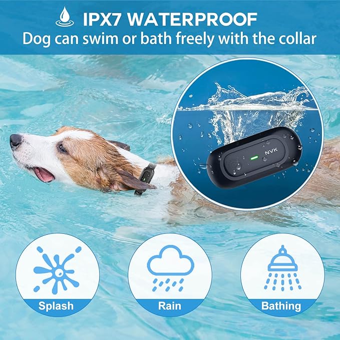 NVK Dog Training Collar, Single Collar Without Remote, Rechargeable Dog Training Collar with 3 Modes, Beep, Vibration and Shock, Waterproof Collar