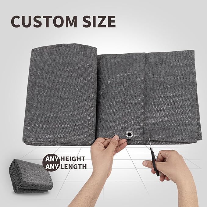 LOVE STORY Custom Size 3'x35' Dark Grey Balcony Privacy Screen,UV Block Privacy Fence Screen,90% Shield for Outdoor Pool Garden Apartment Railing