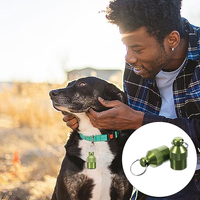 Cabilock 5pcs Aluminum Alloy Dog Collar Id Tags Anti-Lost Hanging Pet Name Tags for Puppies and Cats, Green Sturdy Pet Address Plate for Dog Supplies
