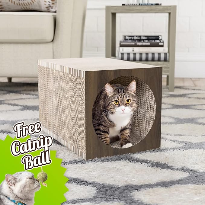 WAY BASICS Cat Scratching Post Tunnel (Tool-Free Assembly)