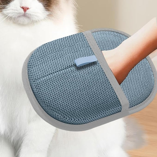 Pet Hair Removal Glove for Cats Dogs Grooming Mitt Electrostatic Remover for Sofa Furniture Long Short Hairs- Blue