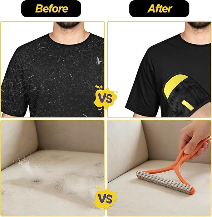 Pet Hair Removal Glove for Cats & Dogs,Upgraded Reusable Electrostatic Pet Hair Glove,Hair Remover(2 Pack Glove,1Red Lint Scraper) for Clothing,Bed,Carpet,Not for Use on Pets Direct.