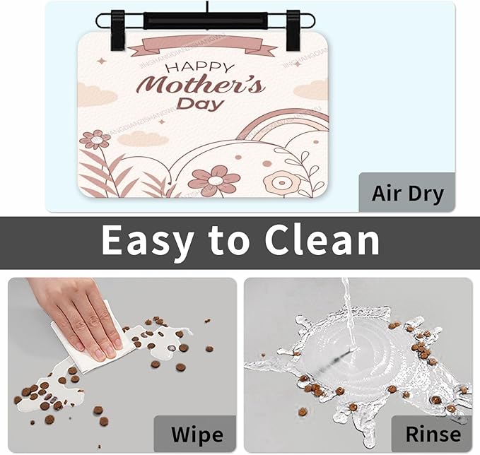 Pet Feeding Mat Absorbent Dog Mat for Food Water Bowl No Stains Quick Dry Water Dispenser Mats Happy Mother's Day Floral Gift Mom Classic Fz Dog Pet Supplies Bowl for Messy Drinkers 24x16In