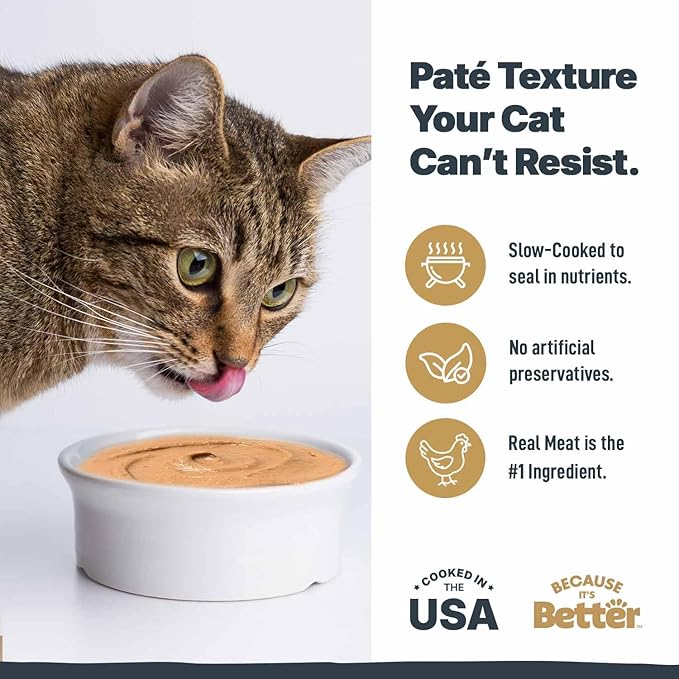 Because It's Better Pate Complete Meal, Variety Pack, Ocean, Turkey and Chicken Flavors 2.6 oz Pouches, Wet Cat Food, 12 Count