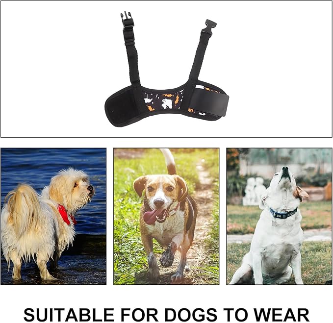 Adjustable Anti-Barking Dog Muzzle for Small Dogs Puppy Breathable Outdoor Mouth Cover Soft Protective Pet Supplies Muzzle Size M Black Pattern