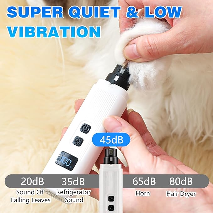 Cat Nail, Safe Cut Cat Nail Trimmer, Nail Trimmer, Two Adjustable with 360° Grinding Settings, Low-Vibration Ultra-Quiet Under 40dB, Easy to Clean, Powerful Enough, Suitable for Cats and Dogs (Black)