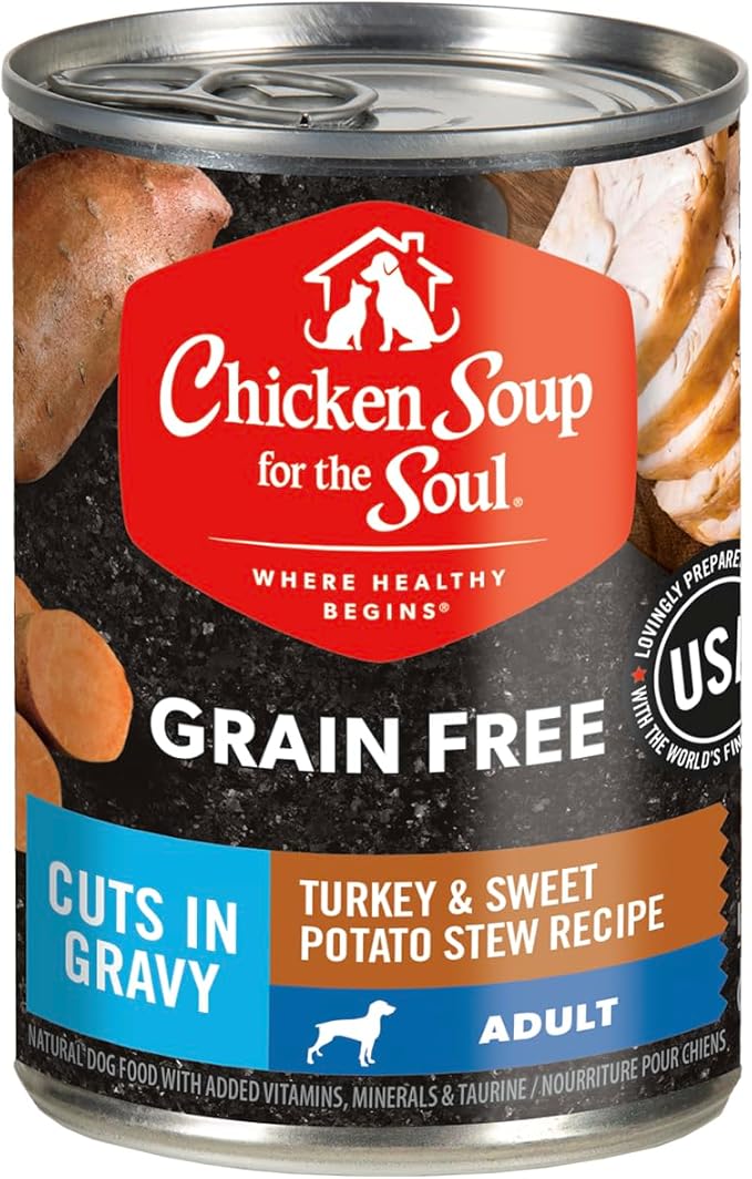 Chicken Soup for the Soul All Natural Premium Grain-Free All Life Stage Wet Dog Food, Real Meat First Ingredient, No By-Products, Turkey & Sweet Potato Stew, 13oz (Pack of 12)