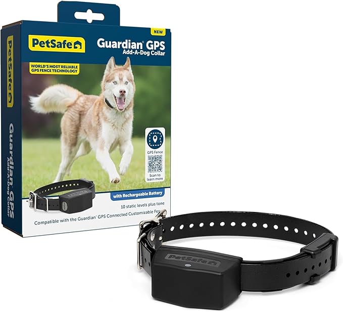 PetSafe Guardian GPS Connected Customizable Fence Add-A-Dog Collar - Rechargeable & Waterproof Adjustable Receiver Collar for GPS Fence - for Dogs 5lb+