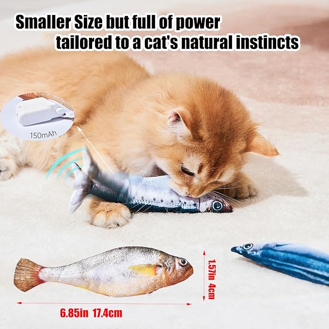 2 Packs Cat Toys Floppy Fish with Catnip, Cat Toys for Indoor Cats Flopping Fish, Realistic Moving Cat Fish Toy, Rechargeable Plush Interactive Cat Toys for Cats, Kitten Toys for Exercise
