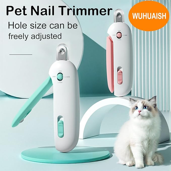 Cat Nail Clippers, Dog Nail Clippers for Kittens at All Stages and Puppies at a Young Age, Adjustable Hole Size with Hidden Nail File. (Blue)