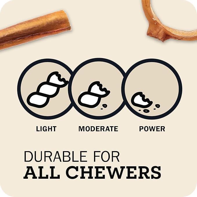 Redbarn Pet Products All-Natural Bully Stick Rings for Dogs - Long Lasting Rawhide Chew Treat - Case of 35