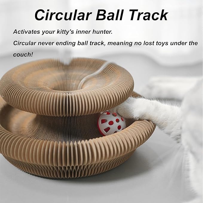 Kitlty Kurliz Cat Toy,Magic Organ Cat Toy,Magic Organ Cat Scratcher Board,Foldable Recyclable Cat Accordion Toy for Indoor Cat Playing,Interactive Scratch Pad with Toy Ball (1pc)