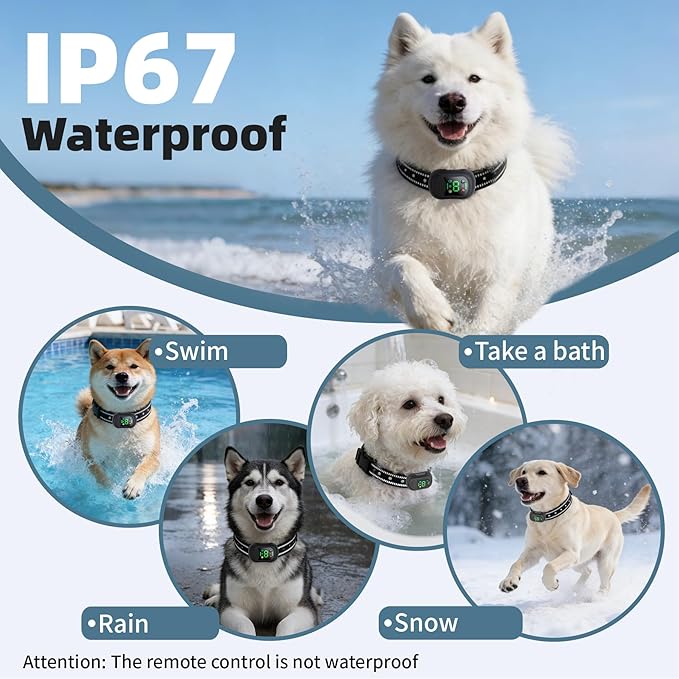 Dog Training Collar -4900Ft Dog Training Collar with Remote,IP67 Waterproof Electric Collar with 4 Training Modes,Support Remote Voice Call Function,Rchargeable E-Collarfor All Dog Sizes (10-120lbs)