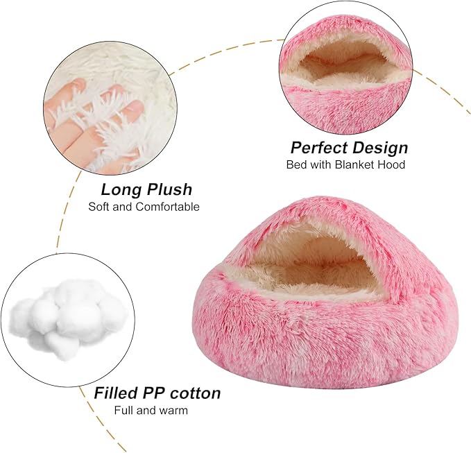 Dog Beds for Small Dogs, Cat Bed Cave, Washable Cute Cat Bed, Cozy Nook Pet Bed for Dogs or Cats, Anti-Slip Puppy Bed Fits up to 12 lbs Pets(Pink, 20" x 20")