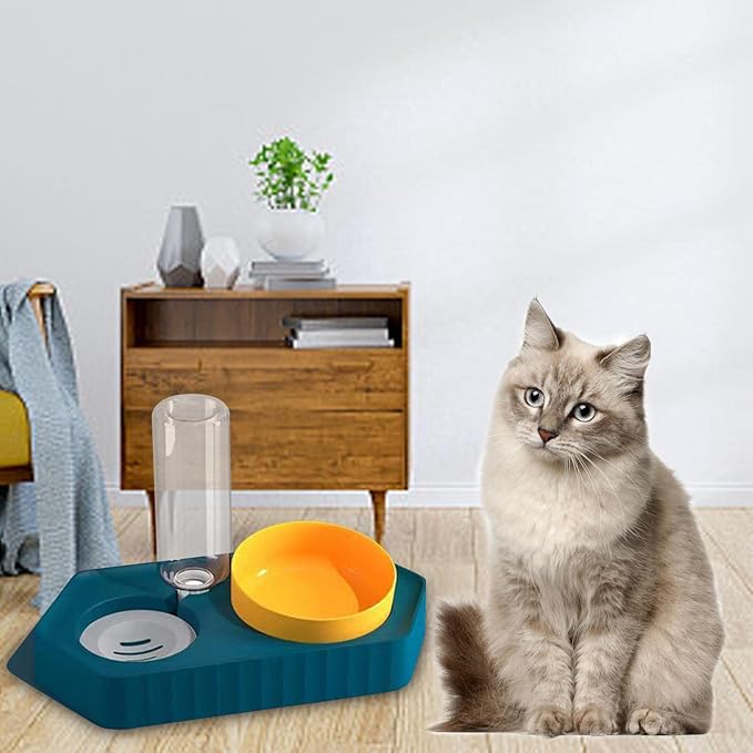 Dog Bowls Drinking Pet Feeding Station Detachable Non Slip Pet Feeder and Waterer for Cats Dogs Small Medium Large Pets Supplies, Double Blue