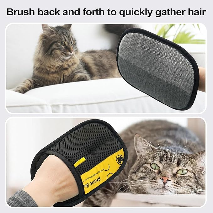 Cat Hair Remover Glove 24x18x2cm, Double-Sided Grooming Mitt, Reusable Shedding Tool for Dogs, Cats, Sofa, Bed Sheets, Clothing, Home Cleaning