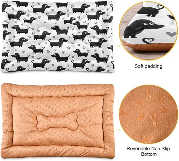Dog Bed for Crate Washable Pet Sleep Pad, Dachshund Kennel Mat with Non-Slip Bottom, Soft Fluffy Supplies Pet for Dogs and Cats (36x24 inch)