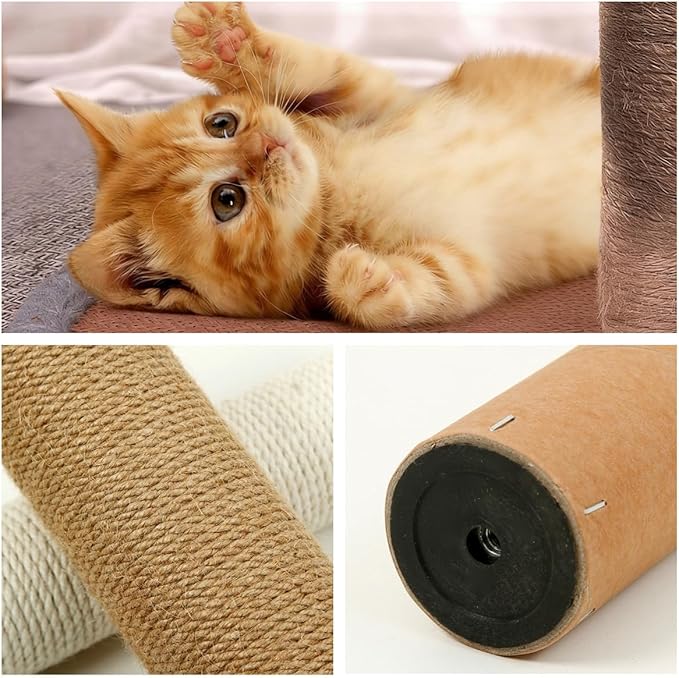 M8 Cat Scratching Post Replacement,15.7Inch Sisal Pole Cat Tree Replacement Post with Screws,DIY Scratcher,Pad, Crafts Gardening Hammock Home Decorating (Brown, M8*2poles*40cm/15.7inch)