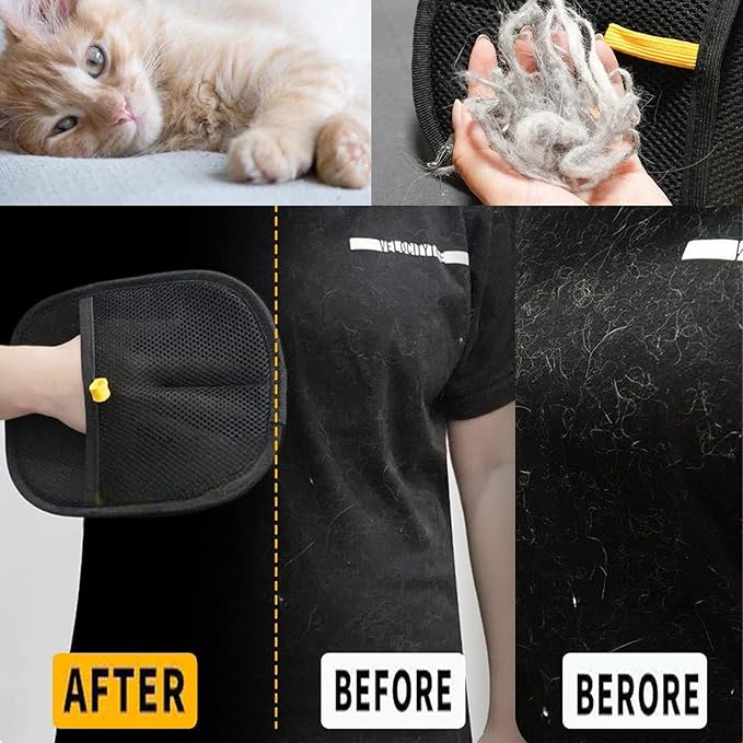 Pet Hair Remover Electrostatic Gloves, Pet Hair Remover Glove, Reusable Cat & Dog Grooming Mitten, Animal Fur Removal Tool for Couch, Furniture, Carpet, Car Seat (2PCS)