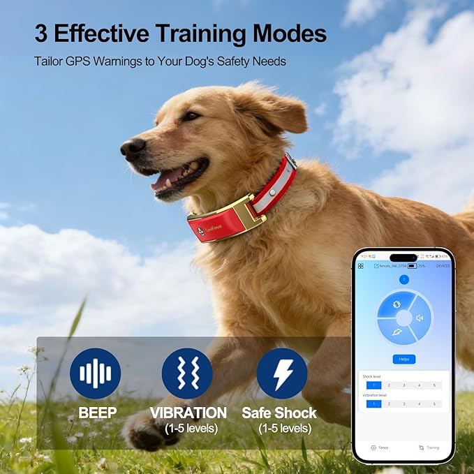 Wireless Electric GPS Dog Collar Fence for Dog with Free App: Upgrade Invisible Pet Shock Barrier Containment System Yard Outdoor Perimeter - Stubborn Dog Train Bluetooth Collar for Dog Parent