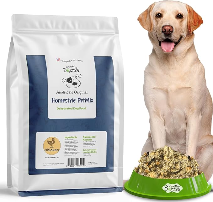 Healthy Dogma Homestyle PetMix Dehydrated Dog Food for Allergies - Freeze Dried, Raw, Homemade Dog Food (Homestyle PetMix with Chicken, 2 lbs)