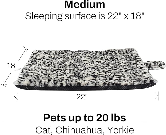 Self Warming Cat Pad for Cats and Small Dogs, Non Electric Thermal Pet Mat, Washable Soft Sleeping Mat with Non Slip Backing, Indoor & Sheltered Outdoor Use, 22 x 18 in, Black/White
