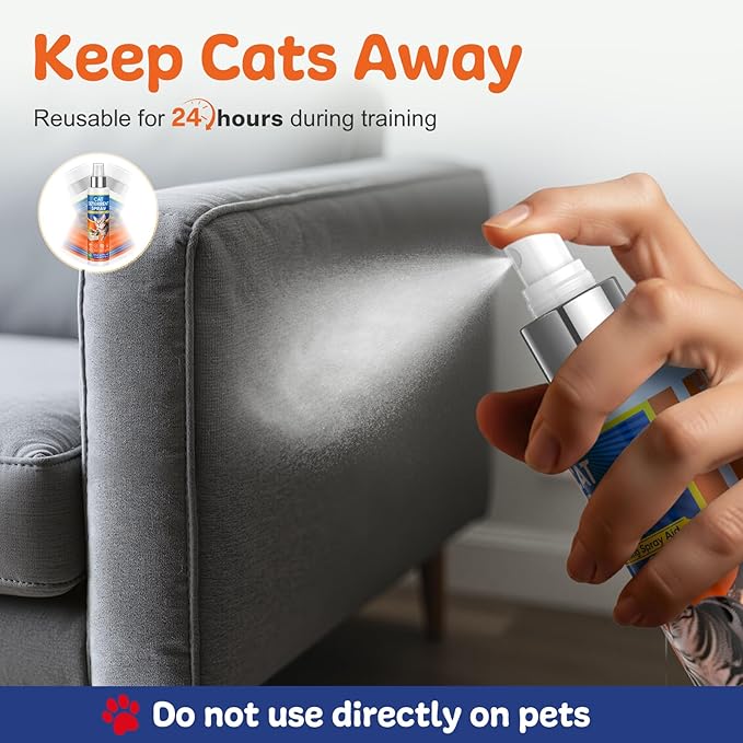 Cat Deterrent Spray,Cat Repellent for Indoor and Outdoor, Cat Scratch Deterrent for Furniture Protection, Anti Marking Deterrent for Sofas or Carpet, with Natural Ingredients (5.07 Fl Oz)