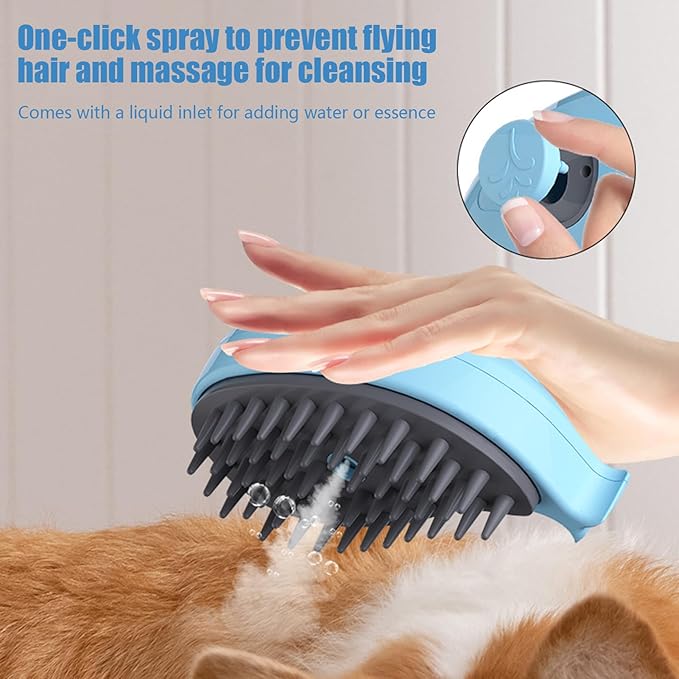 Cat Steam Brush, Cute Whale Shape Hair Brush Cat Dog Pet Brush Massager Steam, Pet Comb Massage Brush, Rechargeable Cat Hair Brush, Flyaway Hair Prevention Cat Grooming Brush (B)