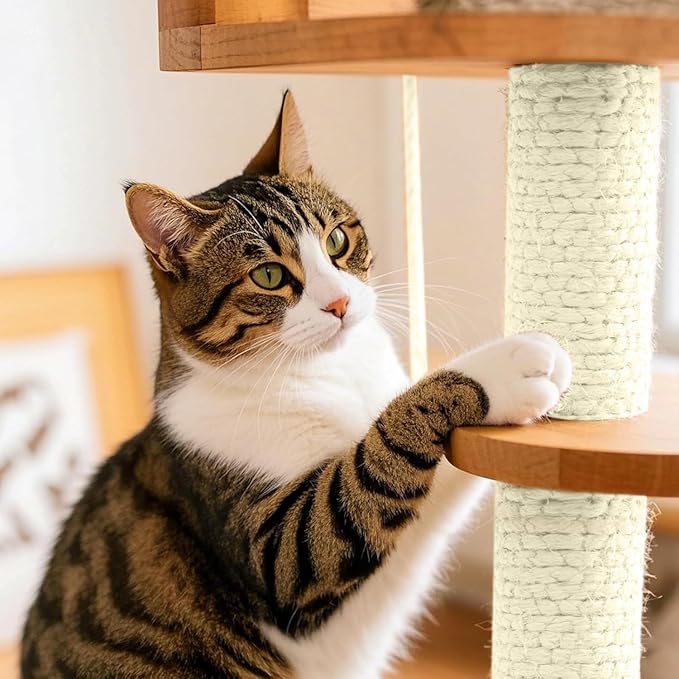 Sisal Rope for Cat Scratcher 1/4" 200 Ft Cat Tree Twine for Repairing Cat Scratching Post Replacement DIY Hemp Rope for Carpet Mat, Pet, and Crafts Gardening Home Decorating