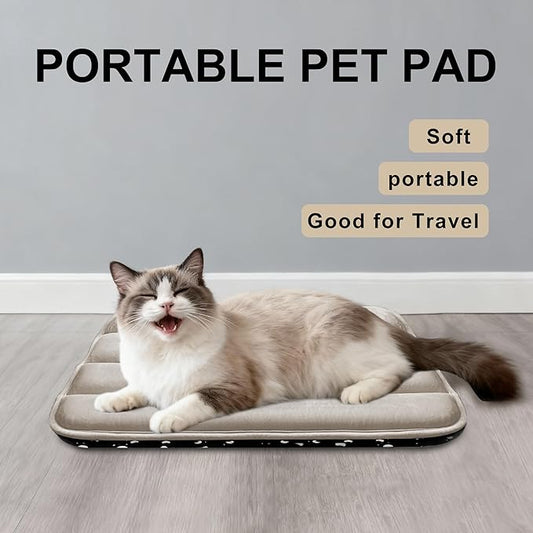 Dog Bed Mat, Reversible Dog Crate Pad with Washable Kennel Mat and Soft Foam, Flat Pet Bed for Dogs & Cats, for Crates Carriers & Travel (Light Brown, 18" L*12" W*1.5" Th)