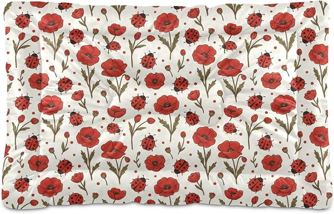Dog Bed for Crate Washable Pet Sleep Pad, Floral Print Kennel Mat with Non-Slip Bottom, Soft Fluffy Supplies Pet for Dogs and Cats (24x18 inch)